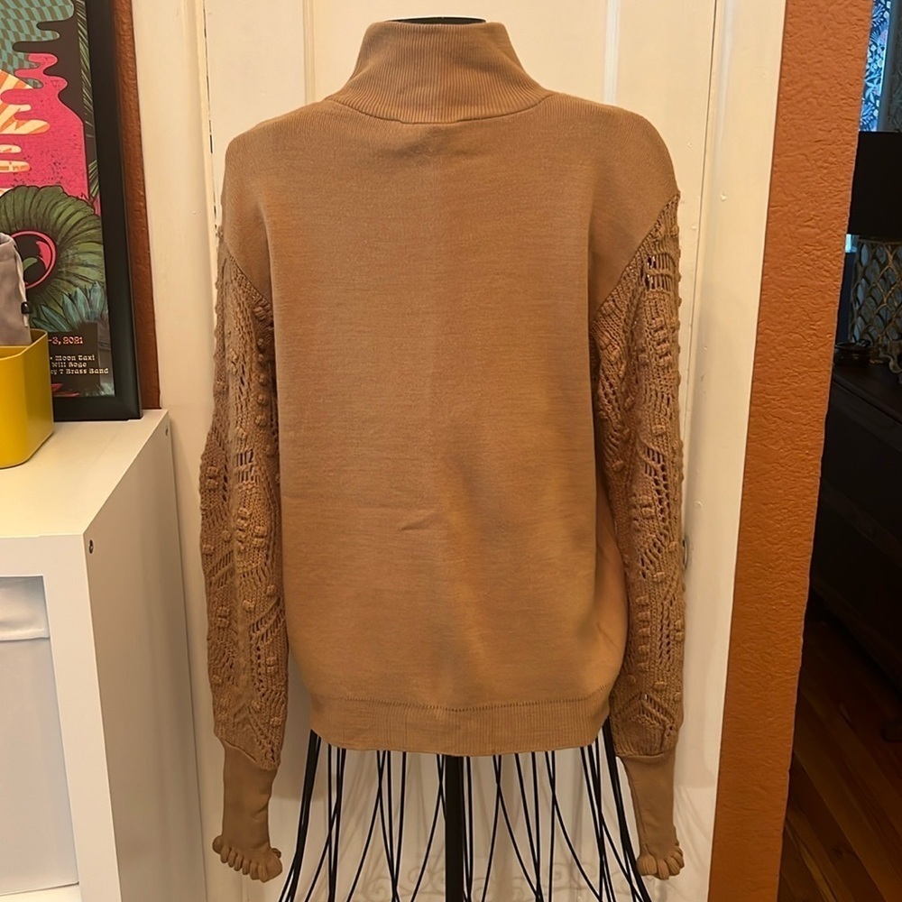 Amazon Sweater with Crochet Sleeves-Sz L - Picture 2 of 6